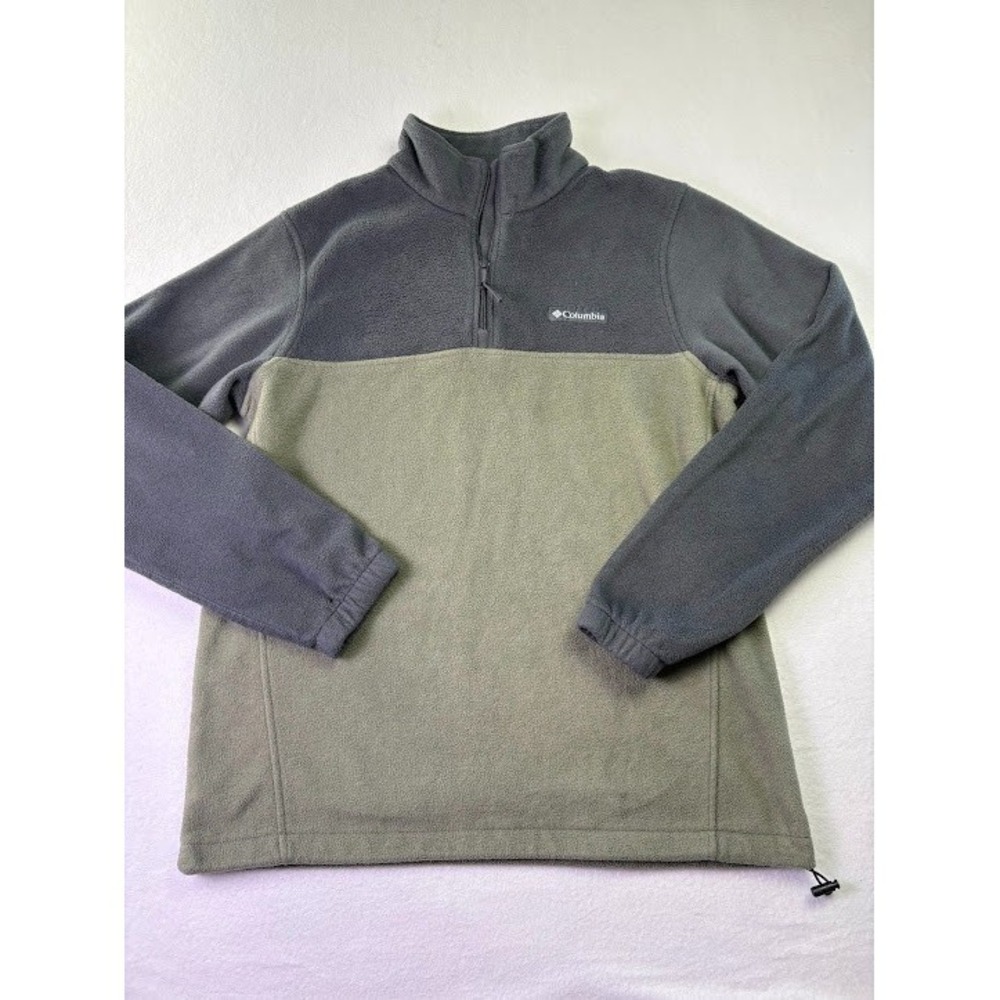 Columbia Men's‎ 1/4 Zip Pullover Fleece Green/Gray Size Medium Mock Neck Collar